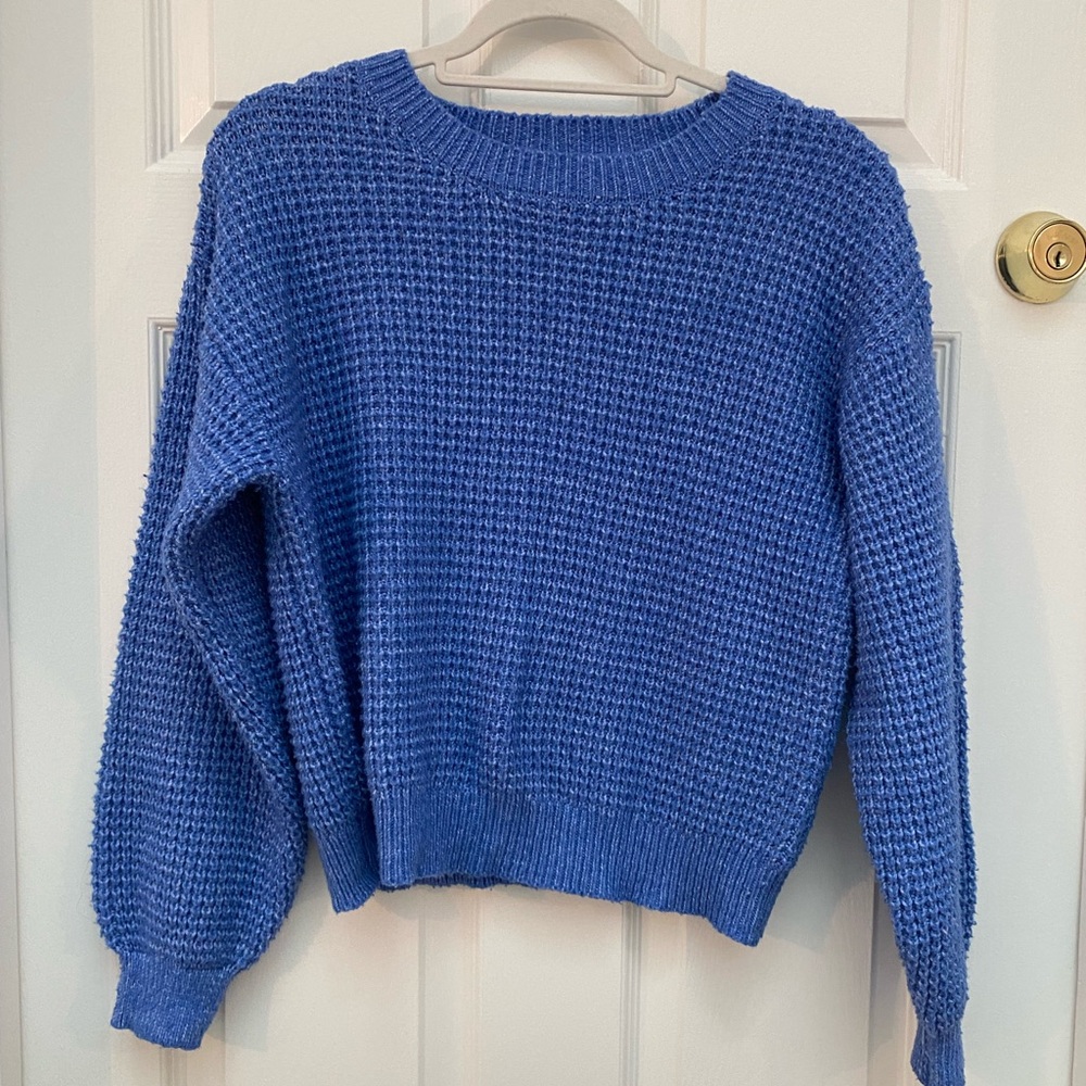 Freshman Waffle Knit Blue Sweater - Large